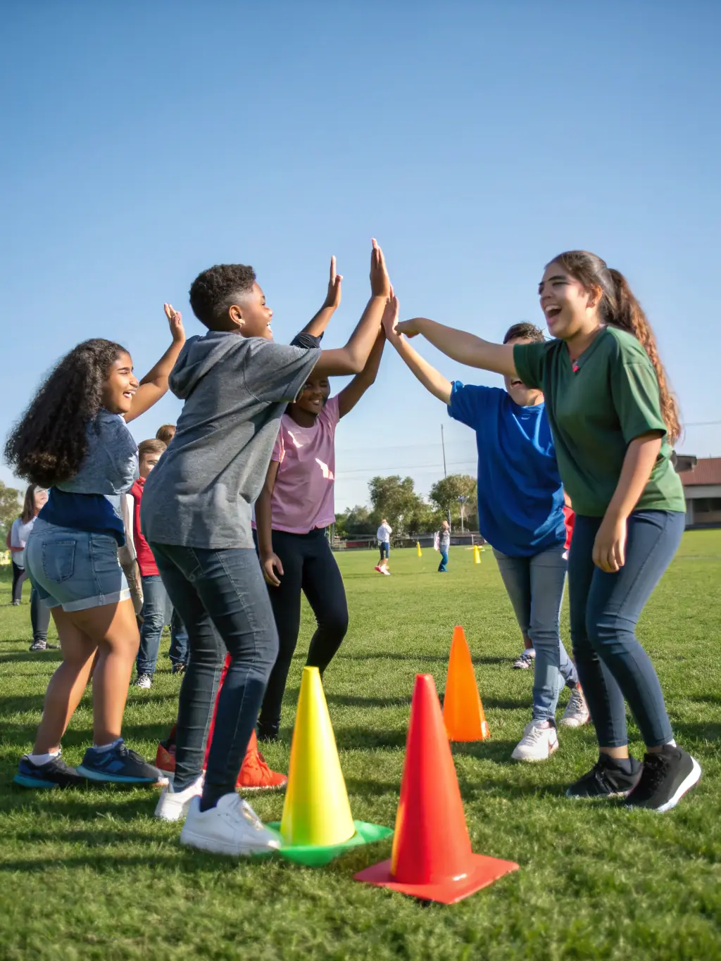 Members of the Judo Club de Cagnes participating in a team-building exercise outdoors, promoting health, fitness, and camaraderie.